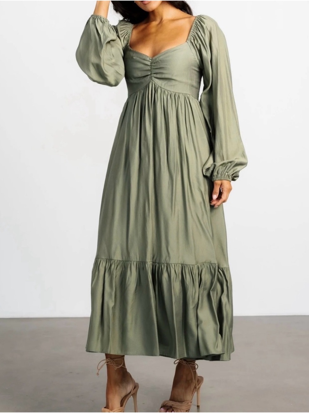 Baltic Born Sage Green Maxi Dress with Square Neckline
